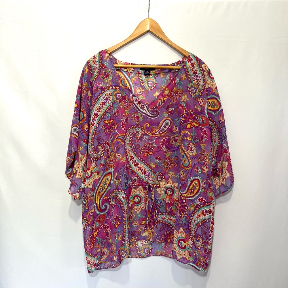 Chaps Women’s Paisley Print Semi-Sheer Top - Size XL.  Bohemian and beautiful.